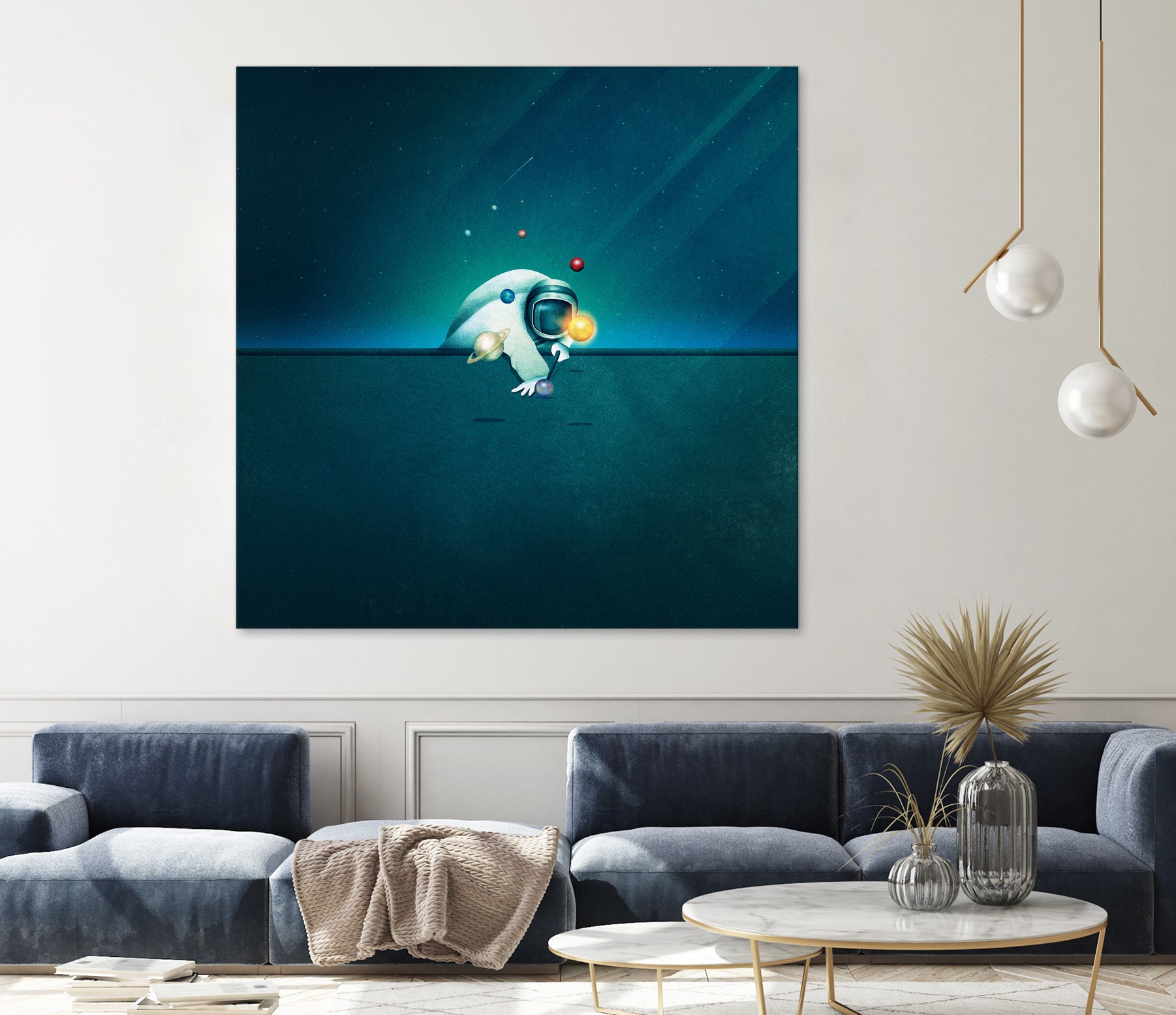 Astronaut Billards by Romina Lutz on GIANT ART - green digital painting