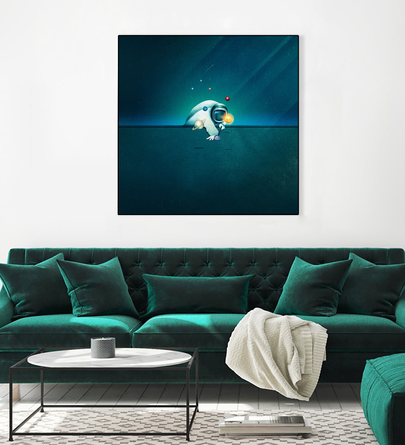 Astronaut Billards by Romina Lutz on GIANT ART - green digital painting