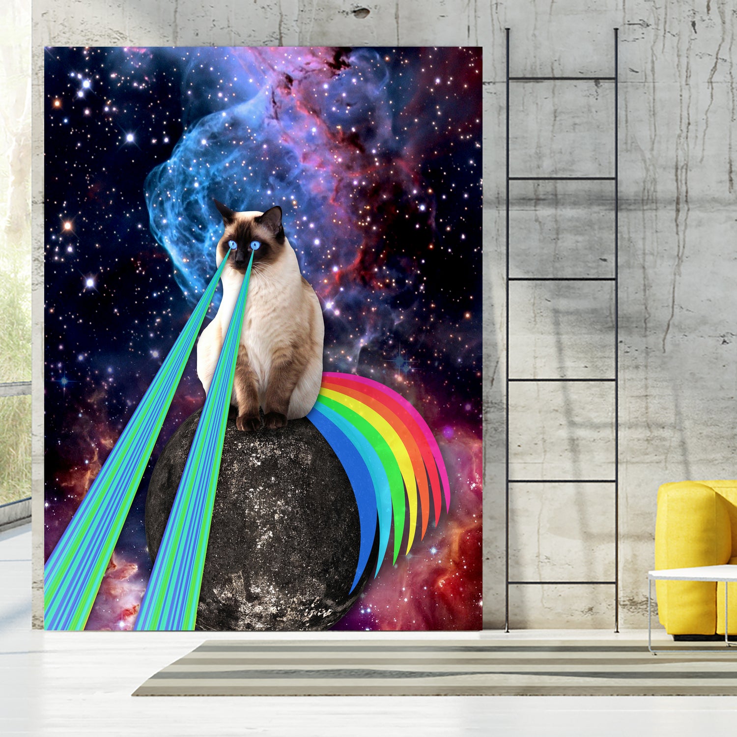 SIAMESE LASER CAT by Gloria Sánchez on GIANT ART - blue photo illustration