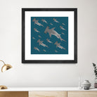 School of hammerhead sharks by Rodrigo Esparza-Salas on GIANT ART - blue digital drawing