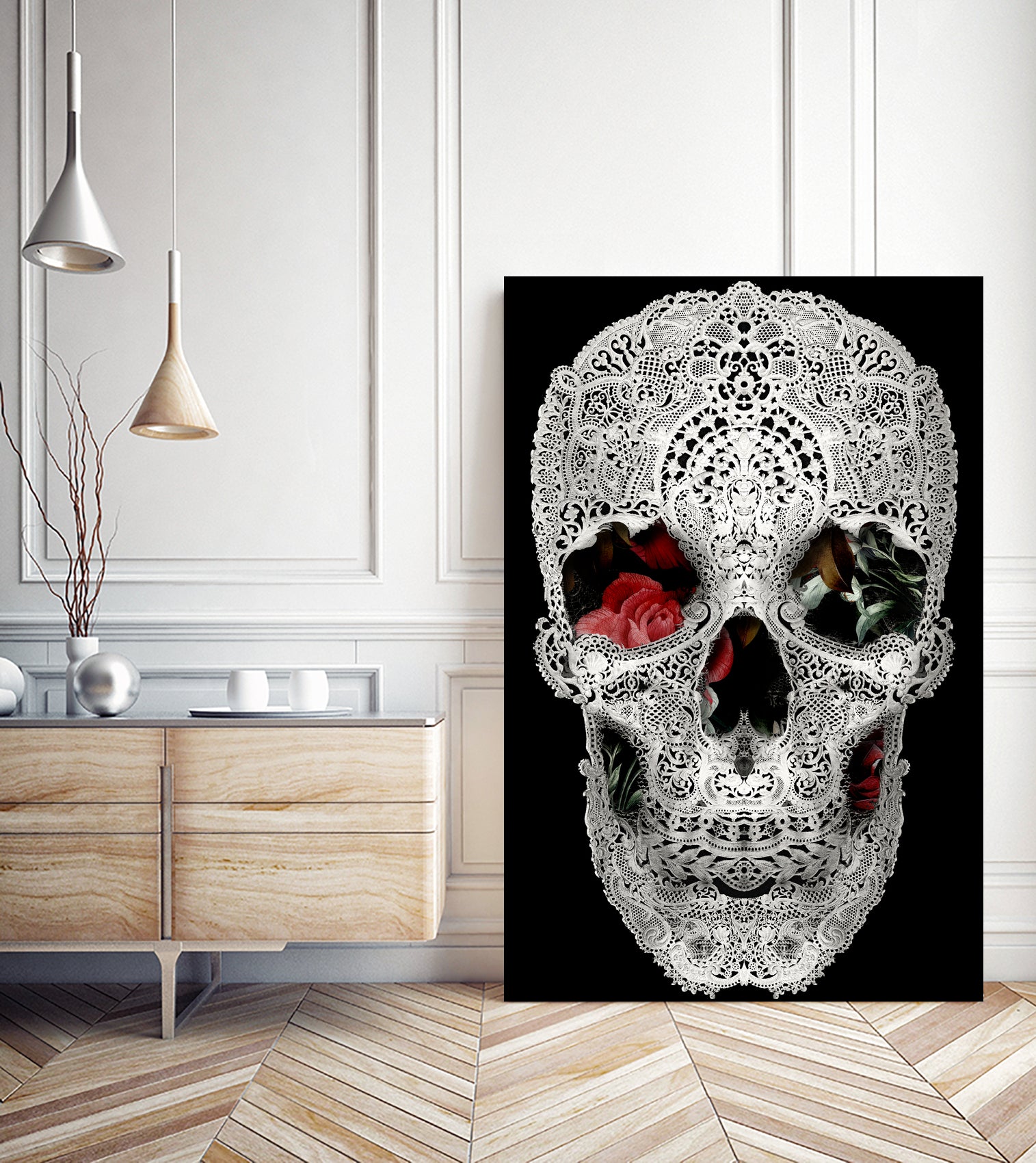 lace skull 2 light 6000 by Ali Gulec on GIANT ART - white digital drawing