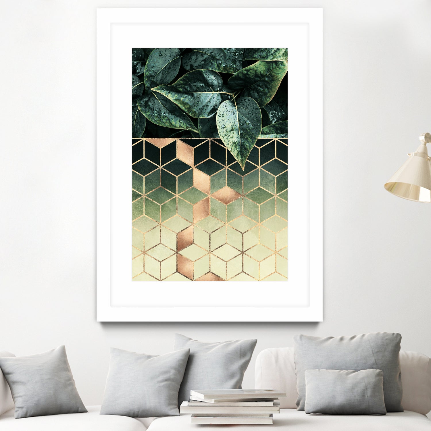 Leaves and Cubes 2 by Elisabeth Fredriksson on GIANT ART - green digital drawing