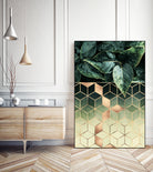 Leaves and Cubes 2 by Elisabeth Fredriksson on GIANT ART - green digital drawing