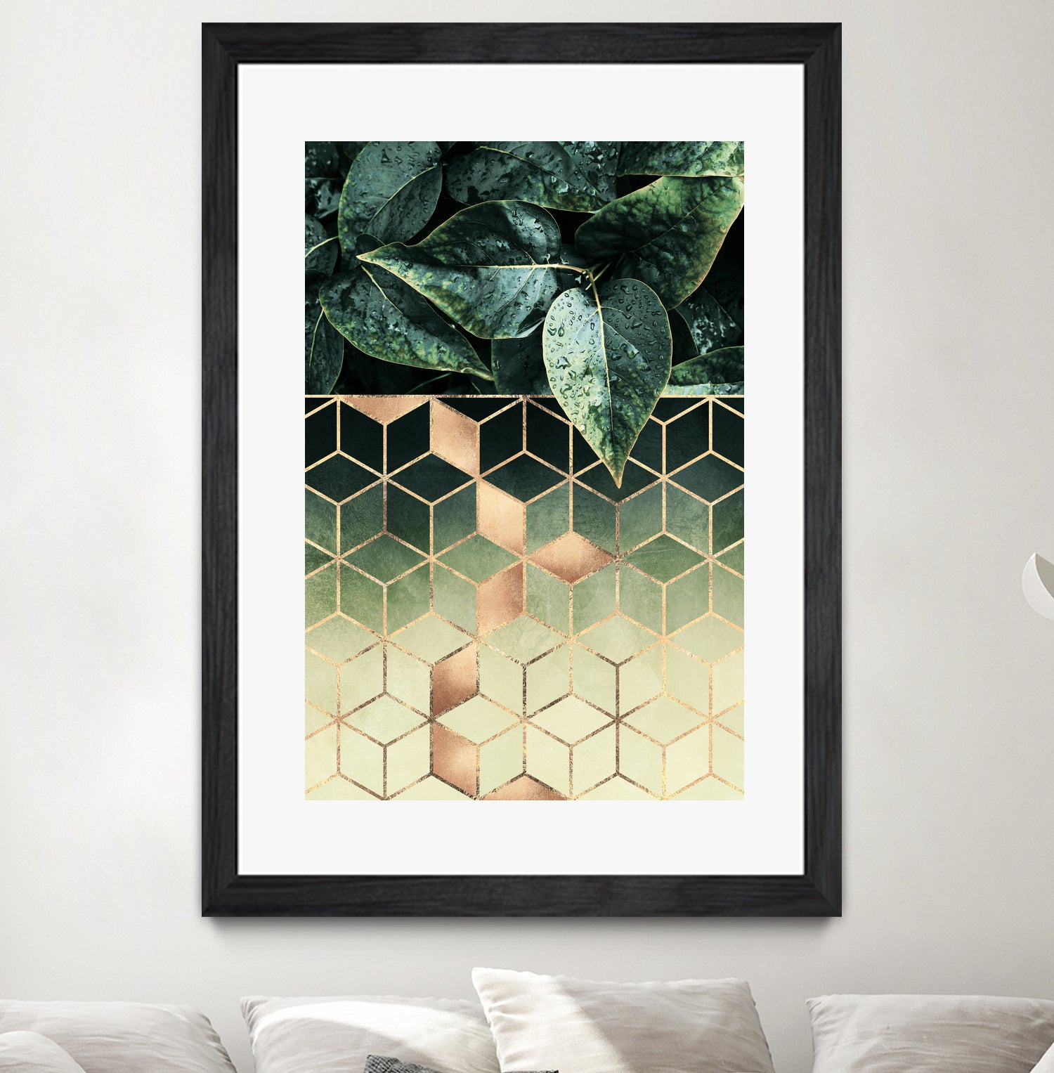 Leaves and Cubes 2 by Elisabeth Fredriksson on GIANT ART - green digital drawing