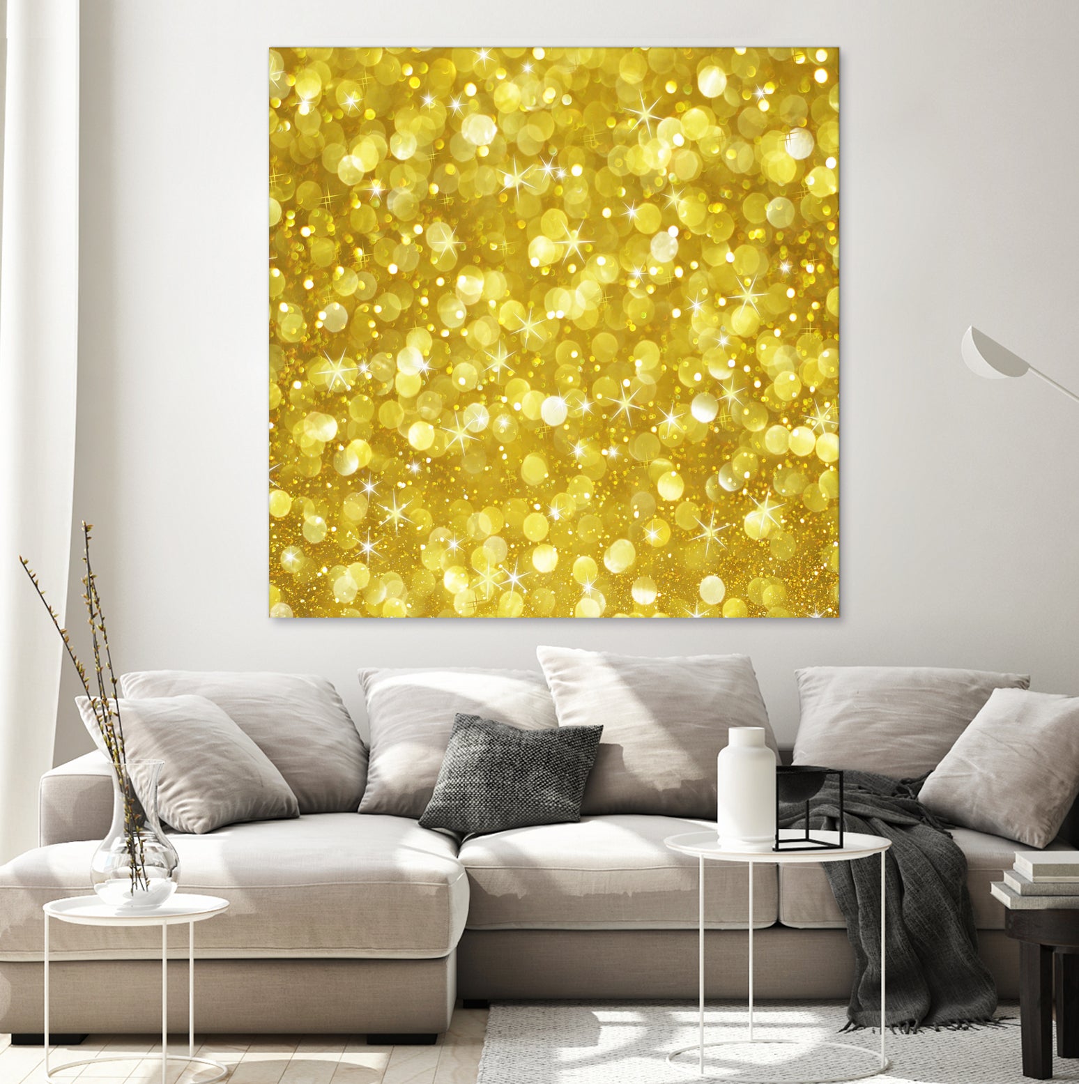 Glam gold bokeh glitter by dushan Medich on GIANT ART - yellow digital painting