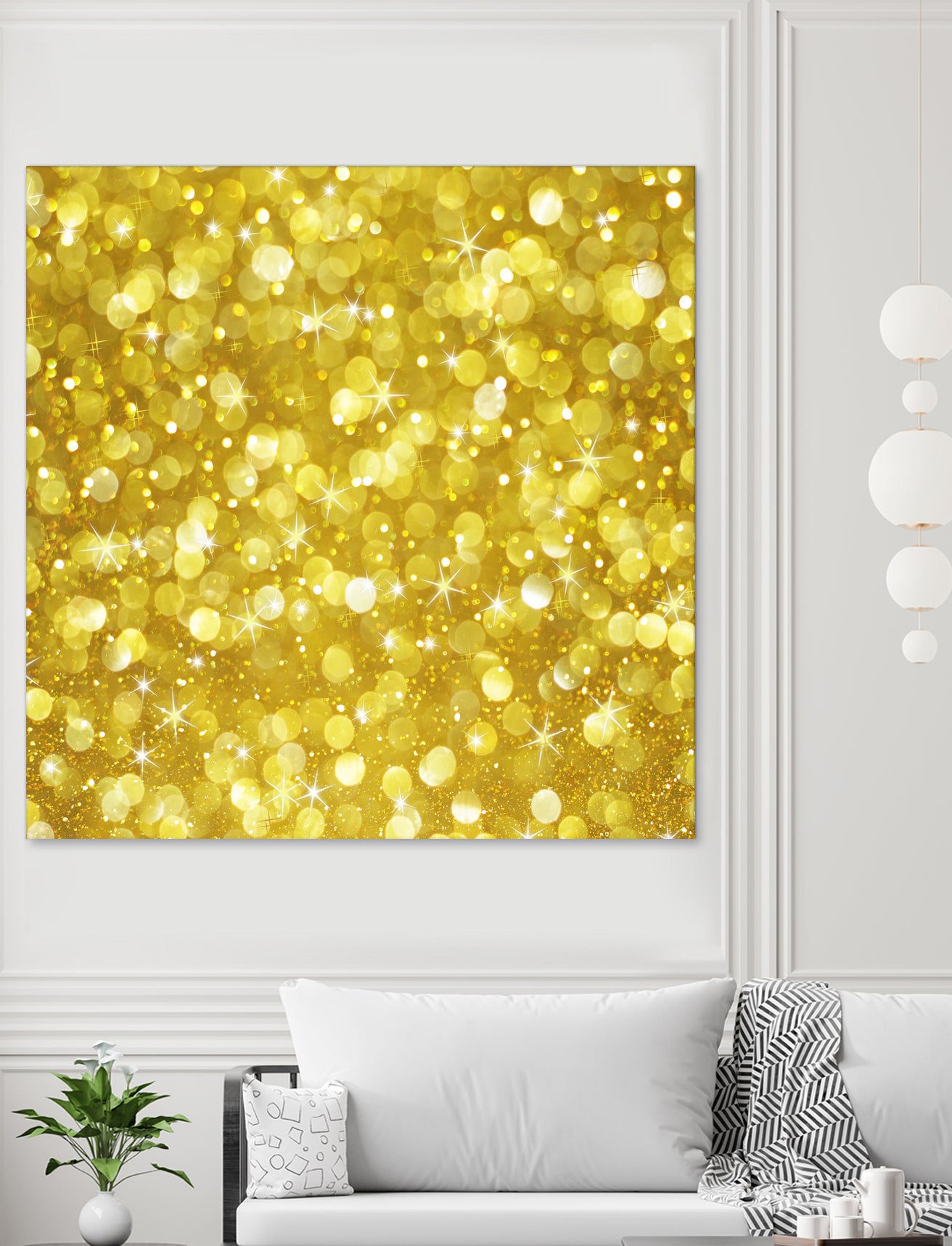 Glam gold bokeh glitter by dushan Medich on GIANT ART - yellow digital painting