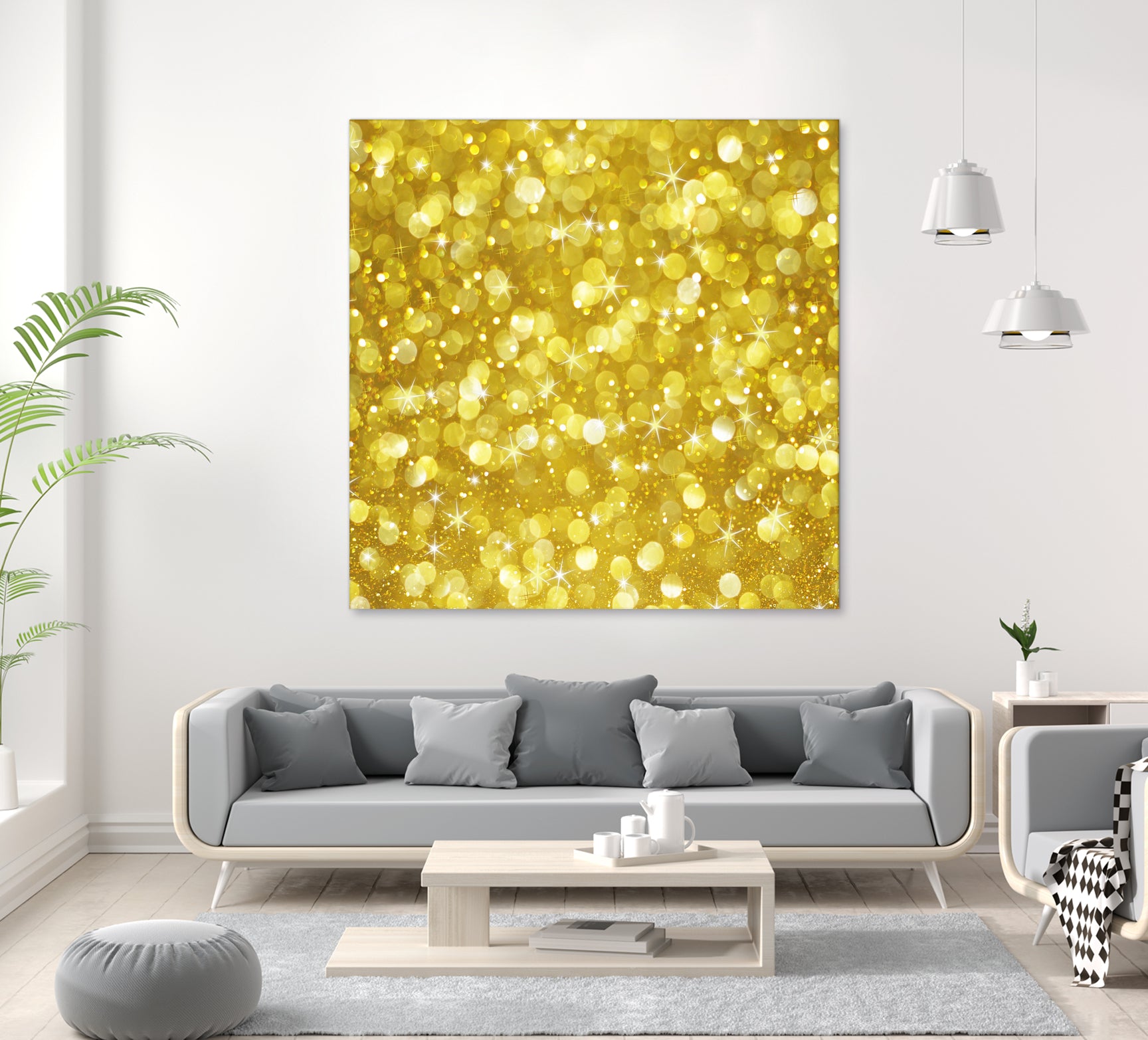 Glam gold bokeh glitter by dushan Medich on GIANT ART - yellow digital painting