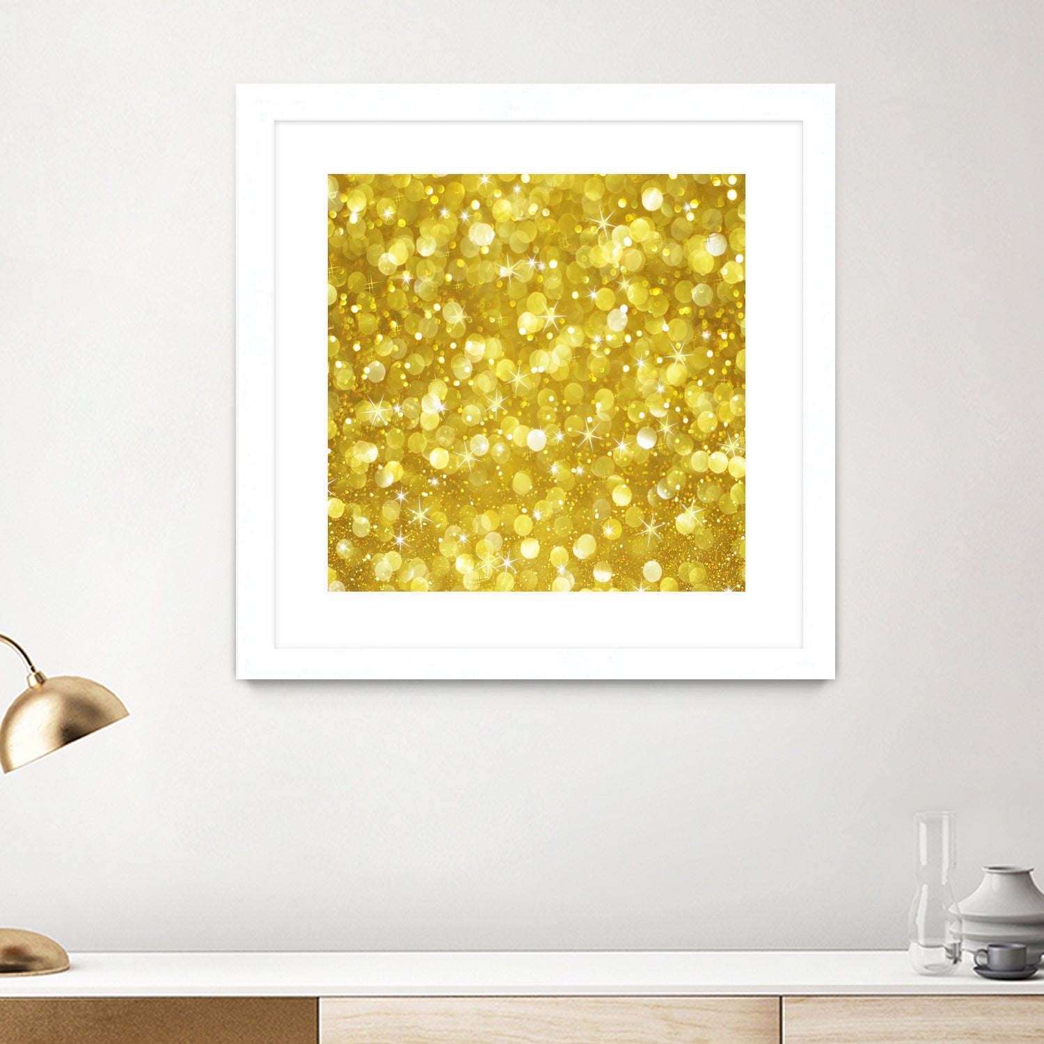 Glam gold bokeh glitter by dushan Medich on GIANT ART - yellow digital painting