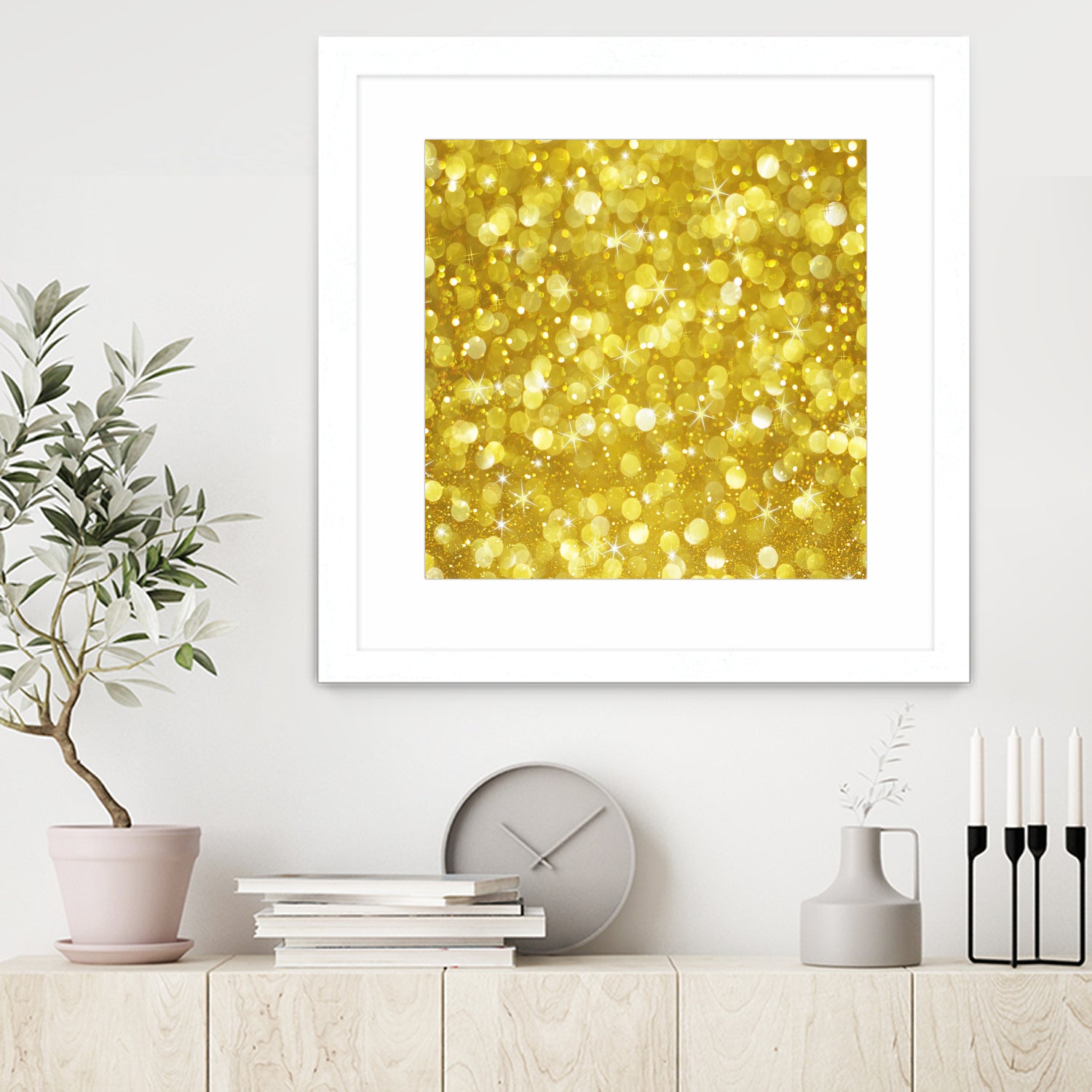 Glam gold bokeh glitter by dushan Medich on GIANT ART - yellow digital painting