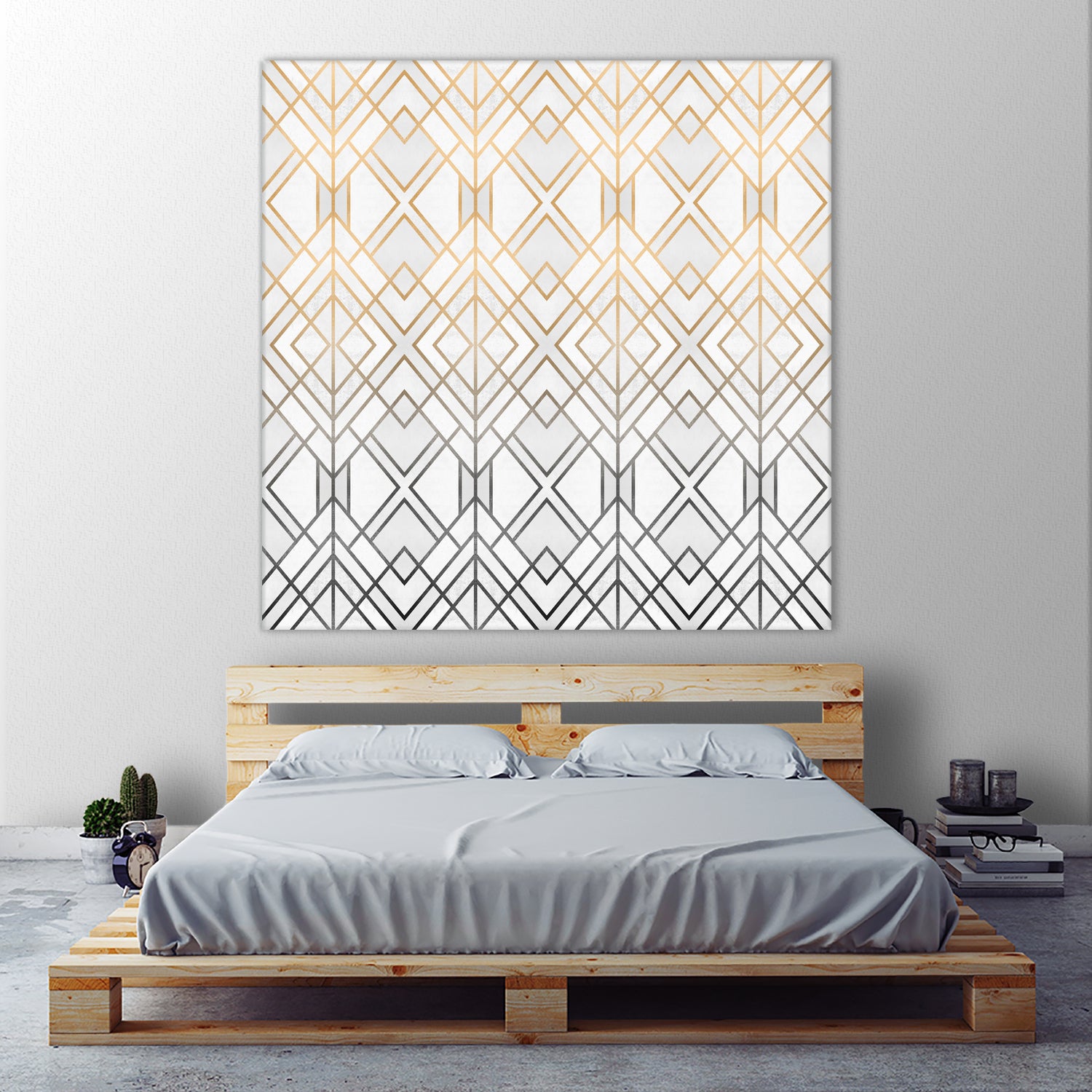 Gold And Grey Geo by Elisabeth Fredriksson on GIANT ART - white digital painting