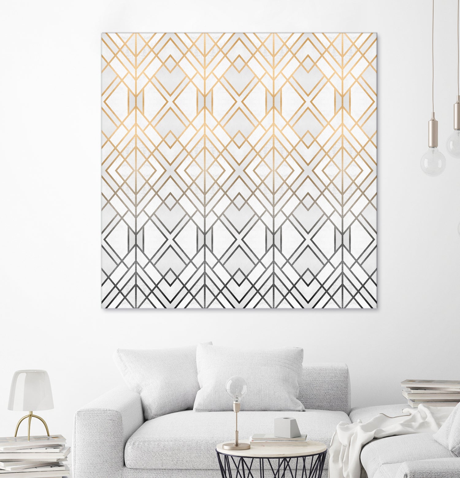 Gold And Grey Geo by Elisabeth Fredriksson on GIANT ART - white digital painting