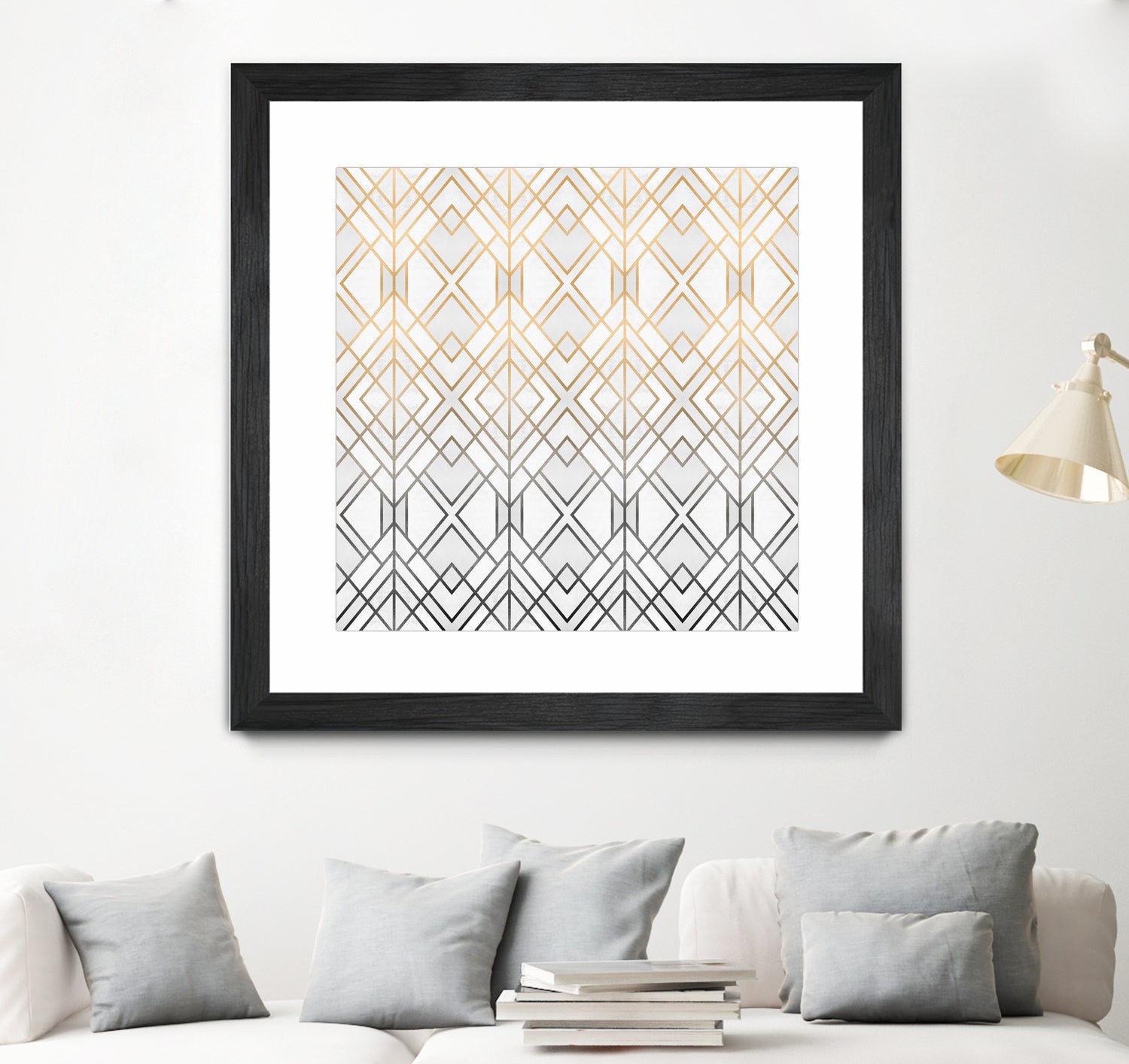 Gold And Grey Geo by Elisabeth Fredriksson on GIANT ART - white digital painting