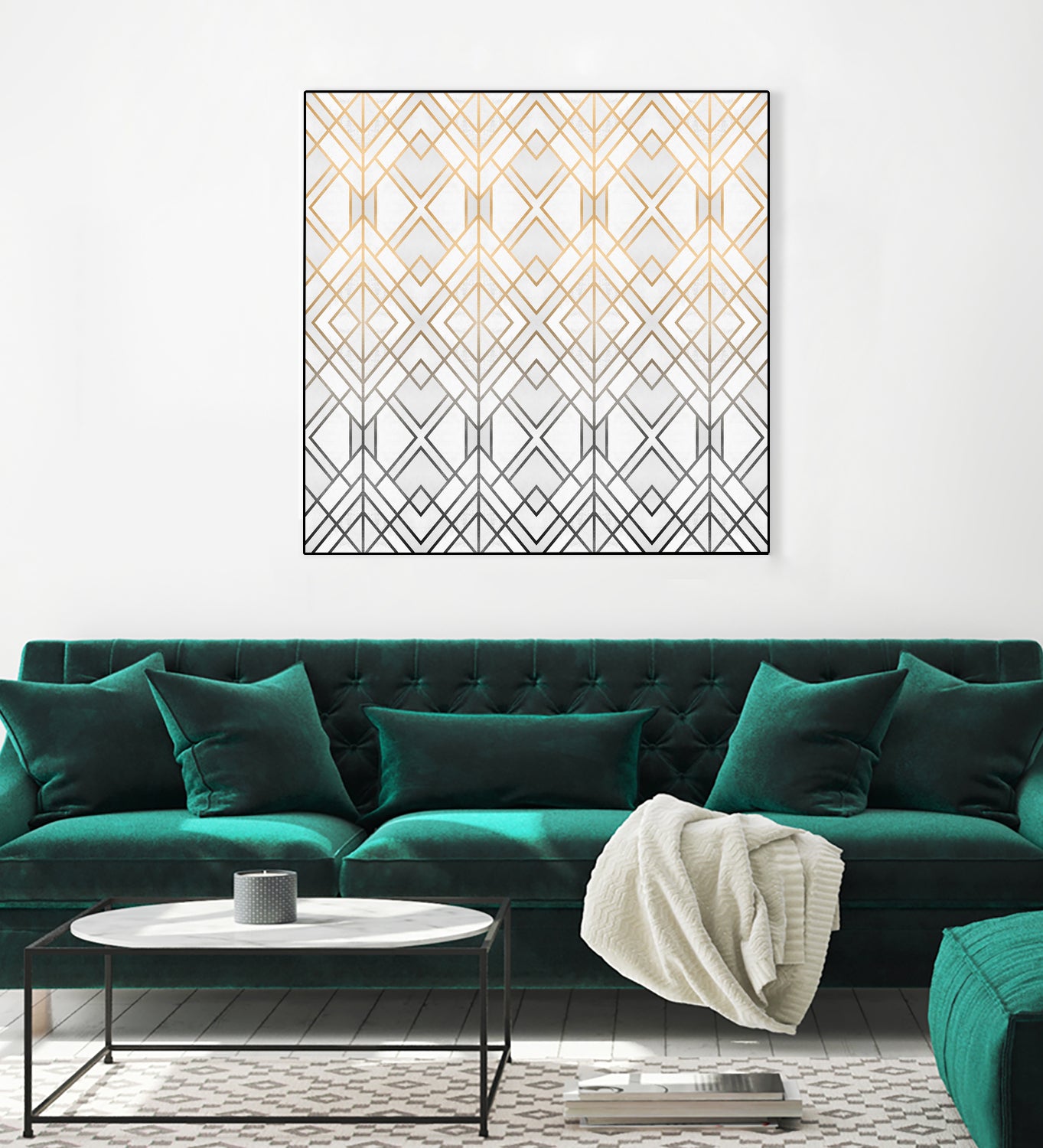 Gold And Grey Geo by Elisabeth Fredriksson on GIANT ART - white digital painting