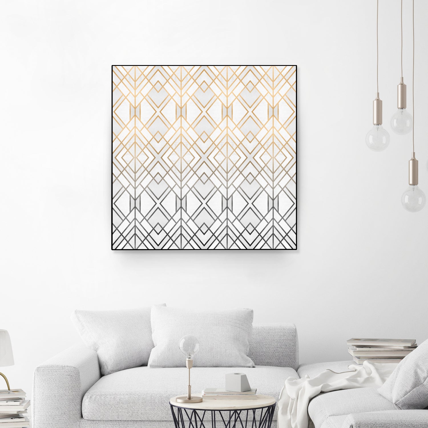 Gold And Grey Geo by Elisabeth Fredriksson on GIANT ART - white digital painting