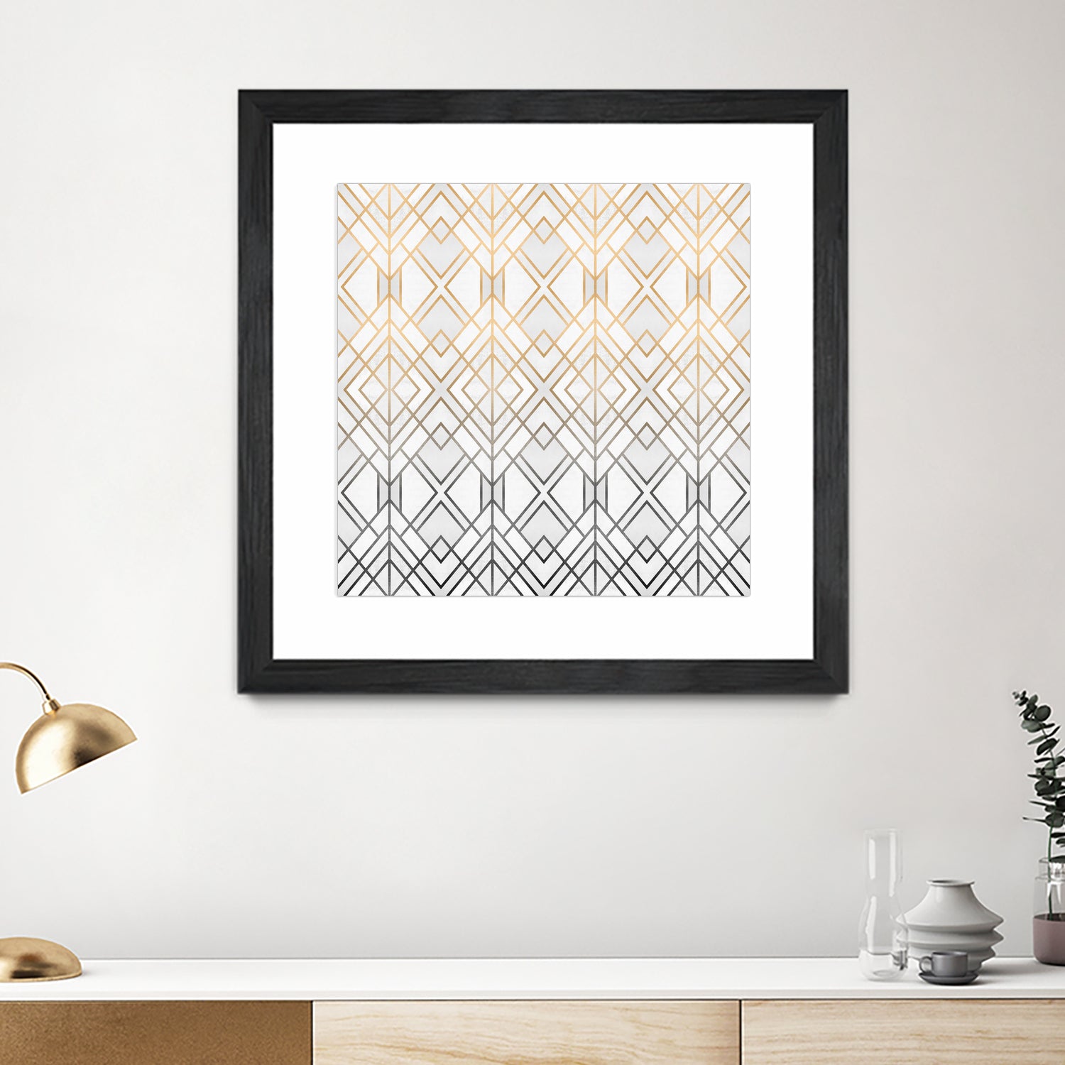 Gold And Grey Geo by Elisabeth Fredriksson on GIANT ART - white digital painting