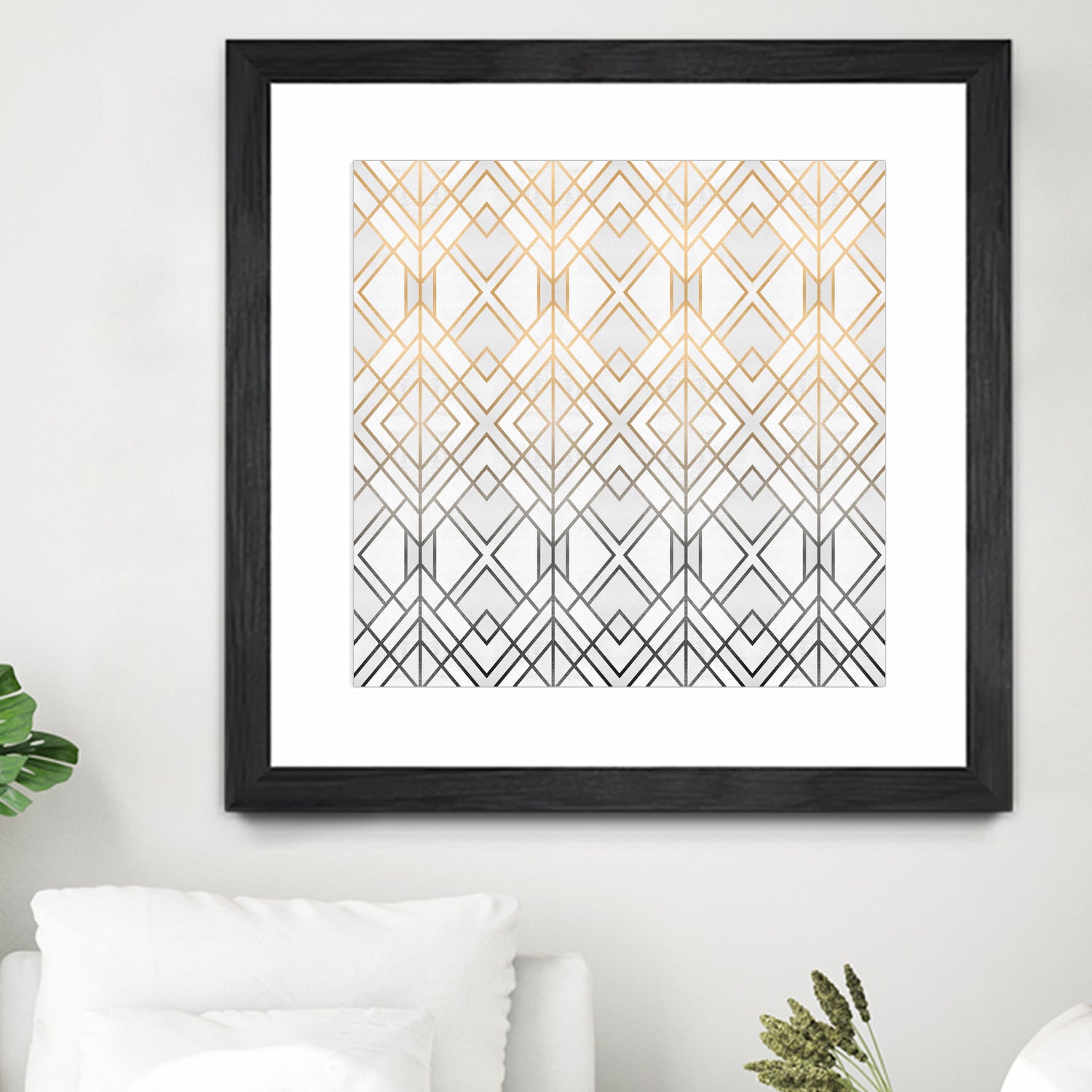 Gold And Grey Geo by Elisabeth Fredriksson on GIANT ART - white digital painting