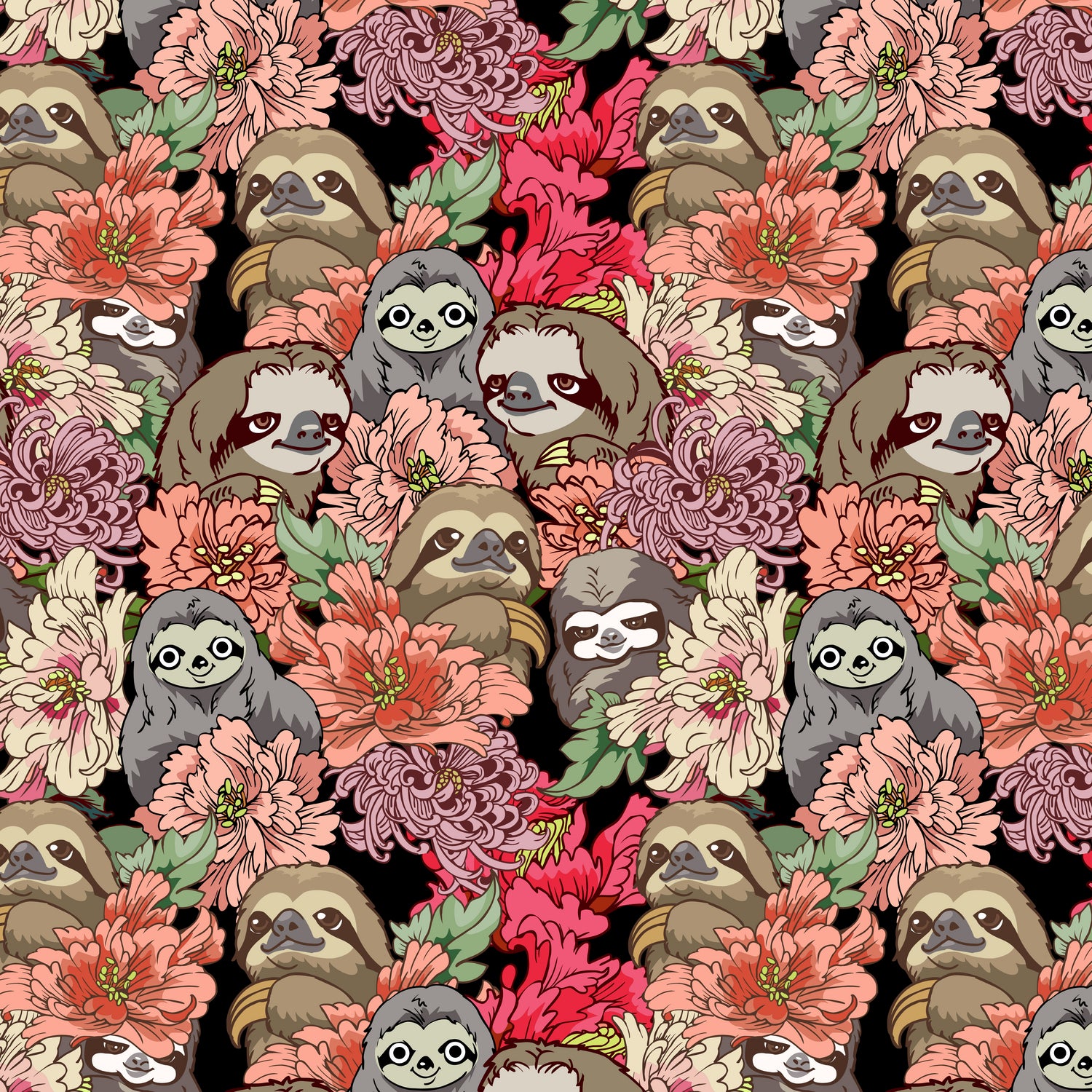 Because Sloths by ChalermPhol Harnchakkham on GIANT ART - red digital drawing