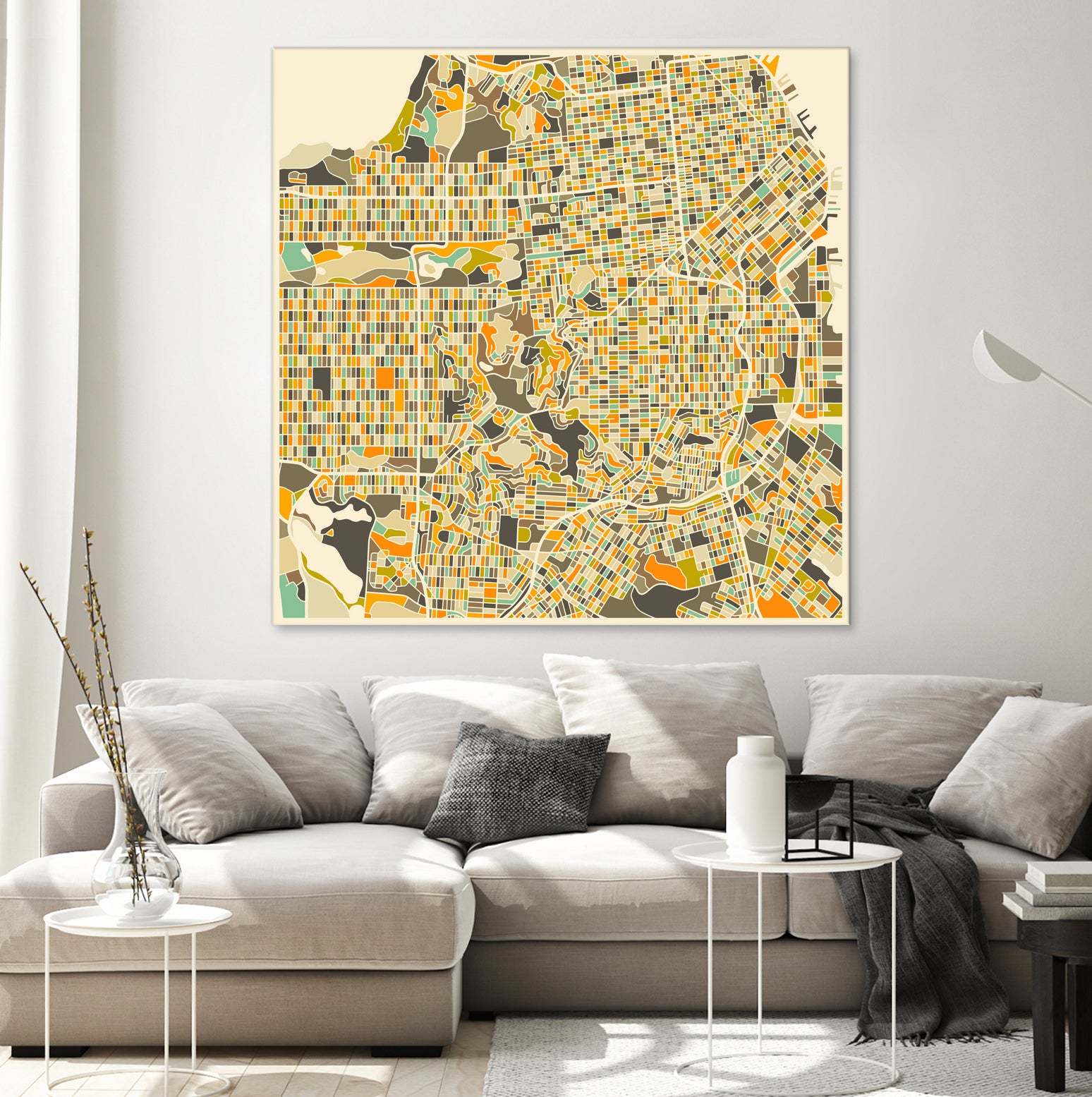 San Francisco map by Jazzberry Blue on GIANT ART - pink vector illustration