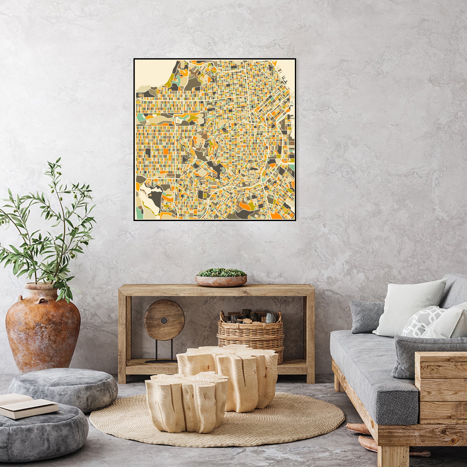 San Francisco map by Jazzberry Blue on GIANT ART - pink vector illustration