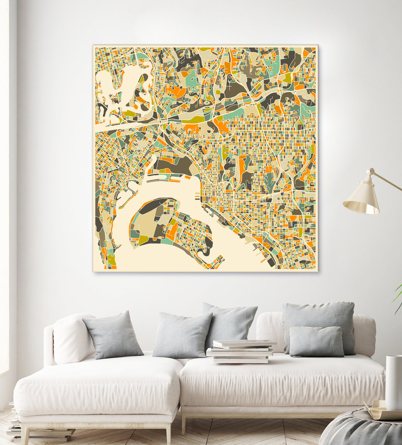 San Diego Map by Jazzberry Blue on GIANT ART - orange vector illustration