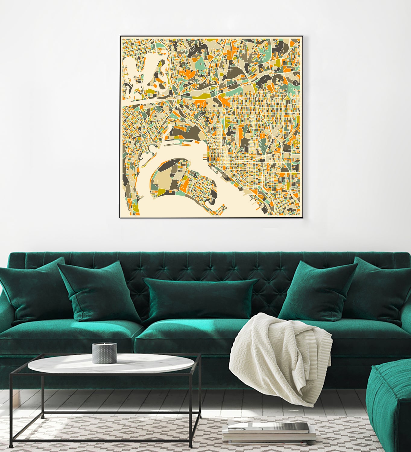 San Diego Map by Jazzberry Blue on GIANT ART - orange vector illustration