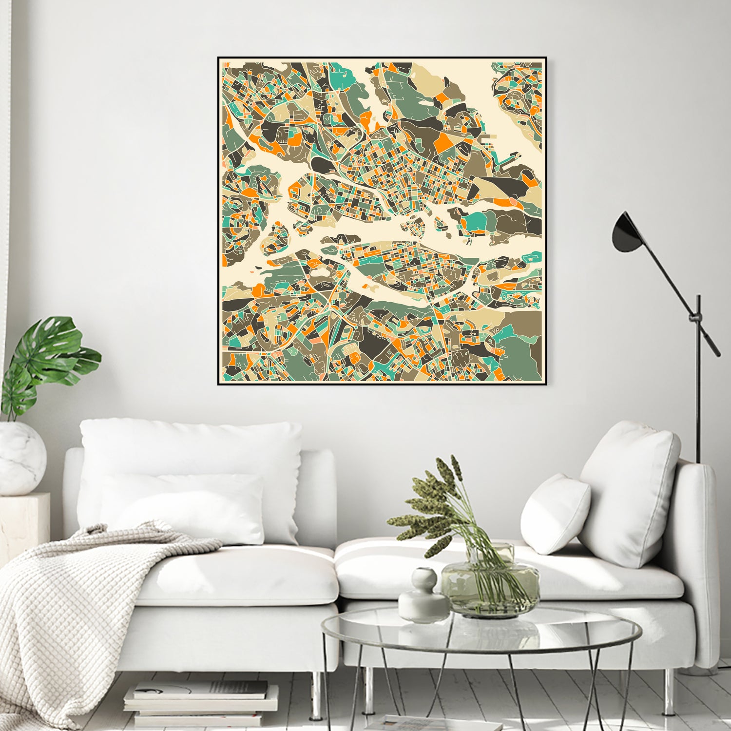 Stockholm Map by Jazzberry Blue on GIANT ART - pink vector illustration