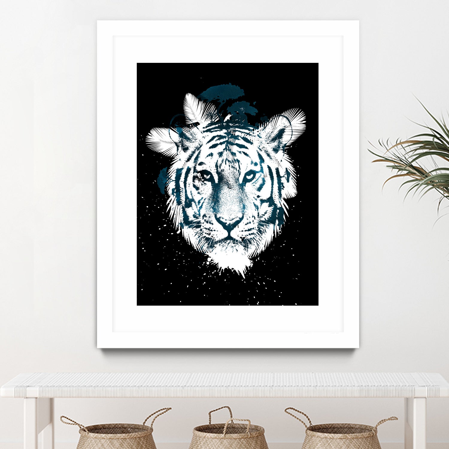 white tiger by Robert Farkas on GIANT ART - blue digital painting