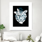 white tiger by Robert Farkas on GIANT ART - blue digital painting