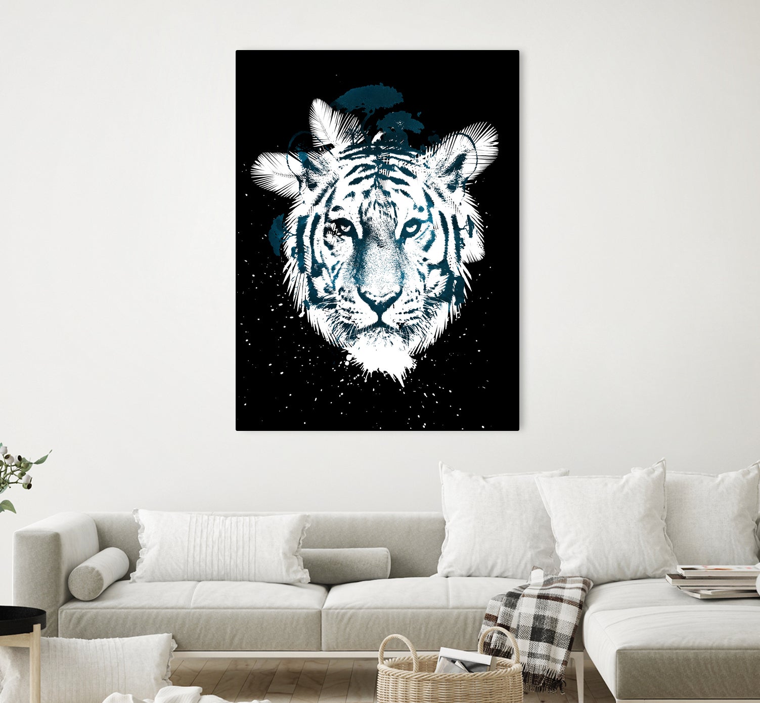 white tiger by Robert Farkas on GIANT ART - blue digital painting