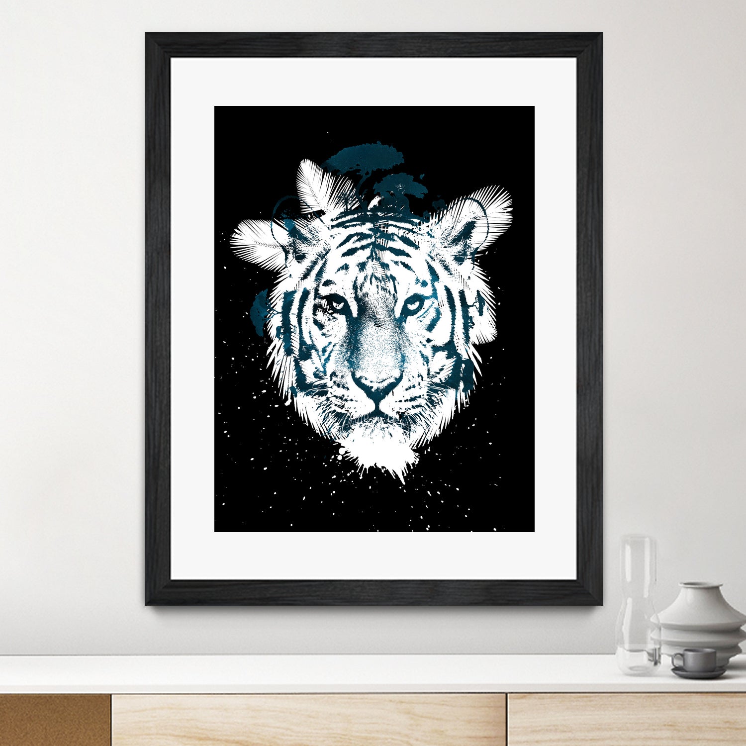 white tiger by Robert Farkas on GIANT ART - blue digital painting