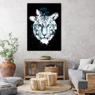 white tiger by Robert Farkas on GIANT ART - blue digital painting