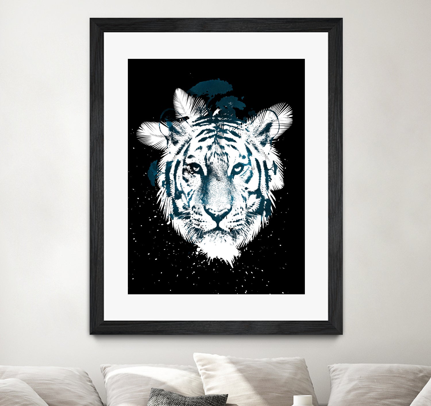 white tiger by Robert Farkas on GIANT ART - blue digital painting