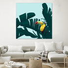 Green Toucan Tropical Banana Leaves Pattern by Brigitte Carre on GIANT ART - green digital painting