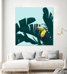 Green Toucan Tropical Banana Leaves Pattern by Brigitte Carre on GIANT ART - green digital painting