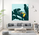 Green Toucan Tropical Banana Leaves Pattern by Brigitte Carre on GIANT ART - green digital painting