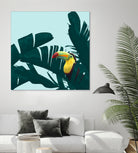 Green Toucan Tropical Banana Leaves Pattern by Brigitte Carre on GIANT ART - green digital painting