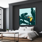 Green Toucan Tropical Banana Leaves Pattern by Brigitte Carre on GIANT ART - green digital painting