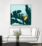 Green Toucan Tropical Banana Leaves Pattern by Brigitte Carre on GIANT ART - green digital painting