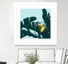 Green Toucan Tropical Banana Leaves Pattern by Brigitte Carre on GIANT ART - green digital painting