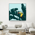 Green Toucan Tropical Banana Leaves Pattern by Brigitte Carre on GIANT ART - green digital painting