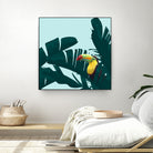 Green Toucan Tropical Banana Leaves Pattern by Brigitte Carre on GIANT ART - green digital painting