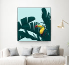 Green Toucan Tropical Banana Leaves Pattern by Brigitte Carre on GIANT ART - green digital painting