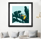 Green Toucan Tropical Banana Leaves Pattern by Brigitte Carre on GIANT ART - green digital painting