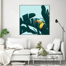 Green Toucan Tropical Banana Leaves Pattern by Brigitte Carre on GIANT ART - green digital painting