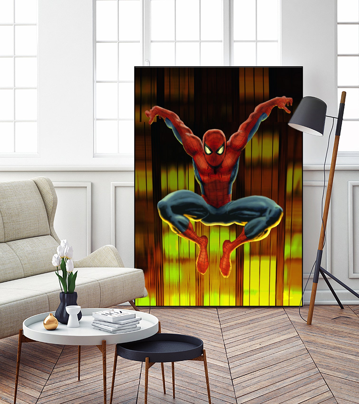 Marvel: Spider-Man Drops By by Dan Avenell on GIANT ART - blue digital painting