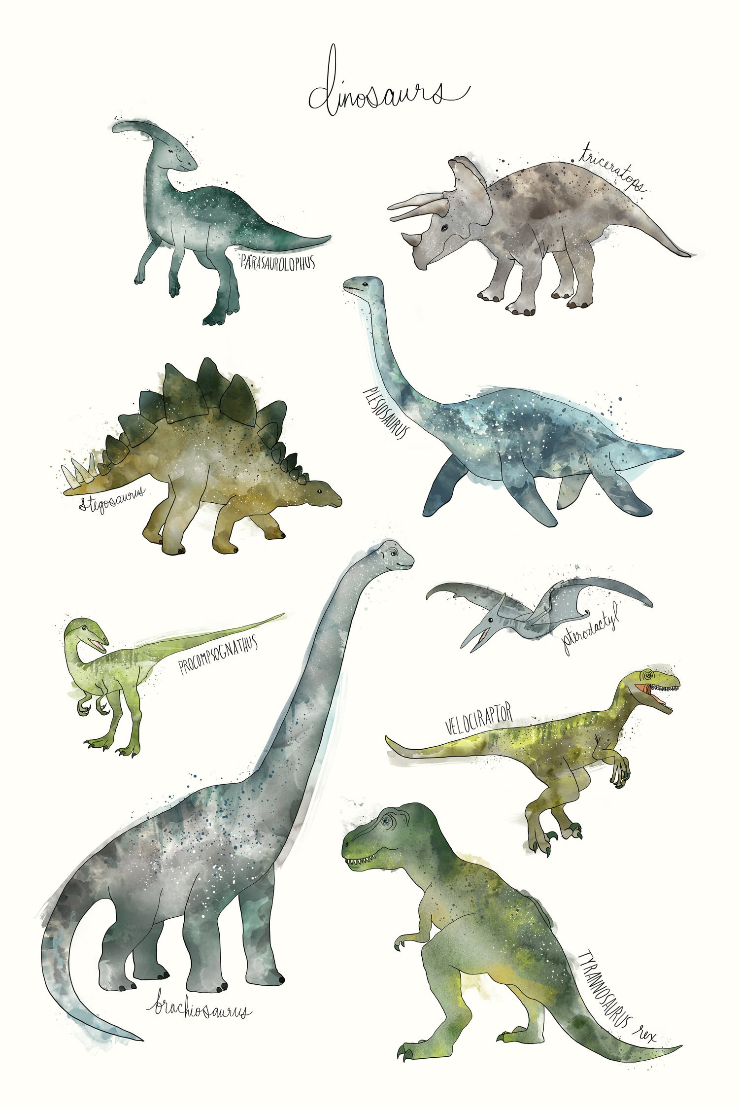 Dinosaurs by Amy Hamilton on GIANT ART - green mixed media