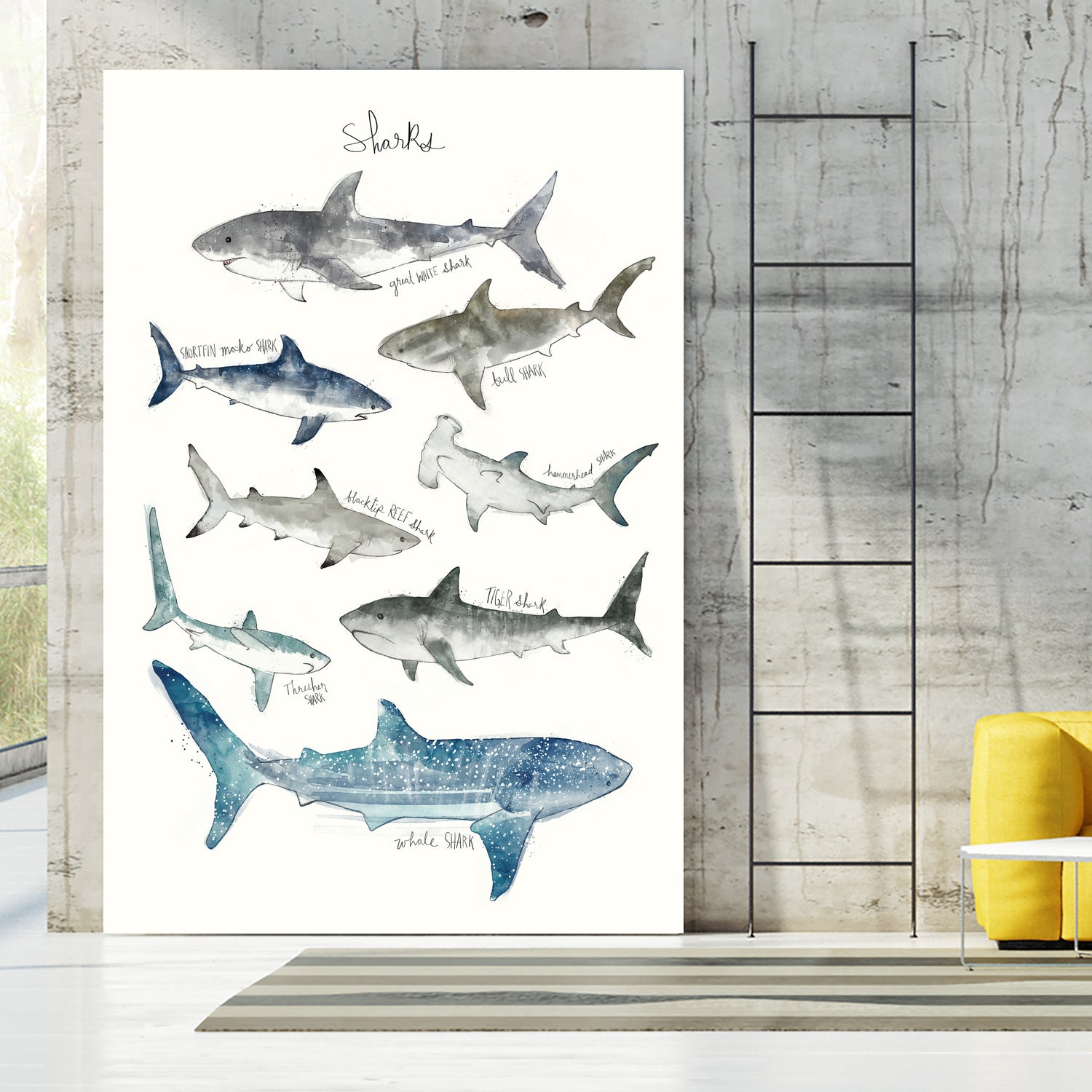 Sharks by Amy Hamilton on GIANT ART - blue mixed media