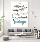 Sharks by Amy Hamilton on GIANT ART - blue mixed media