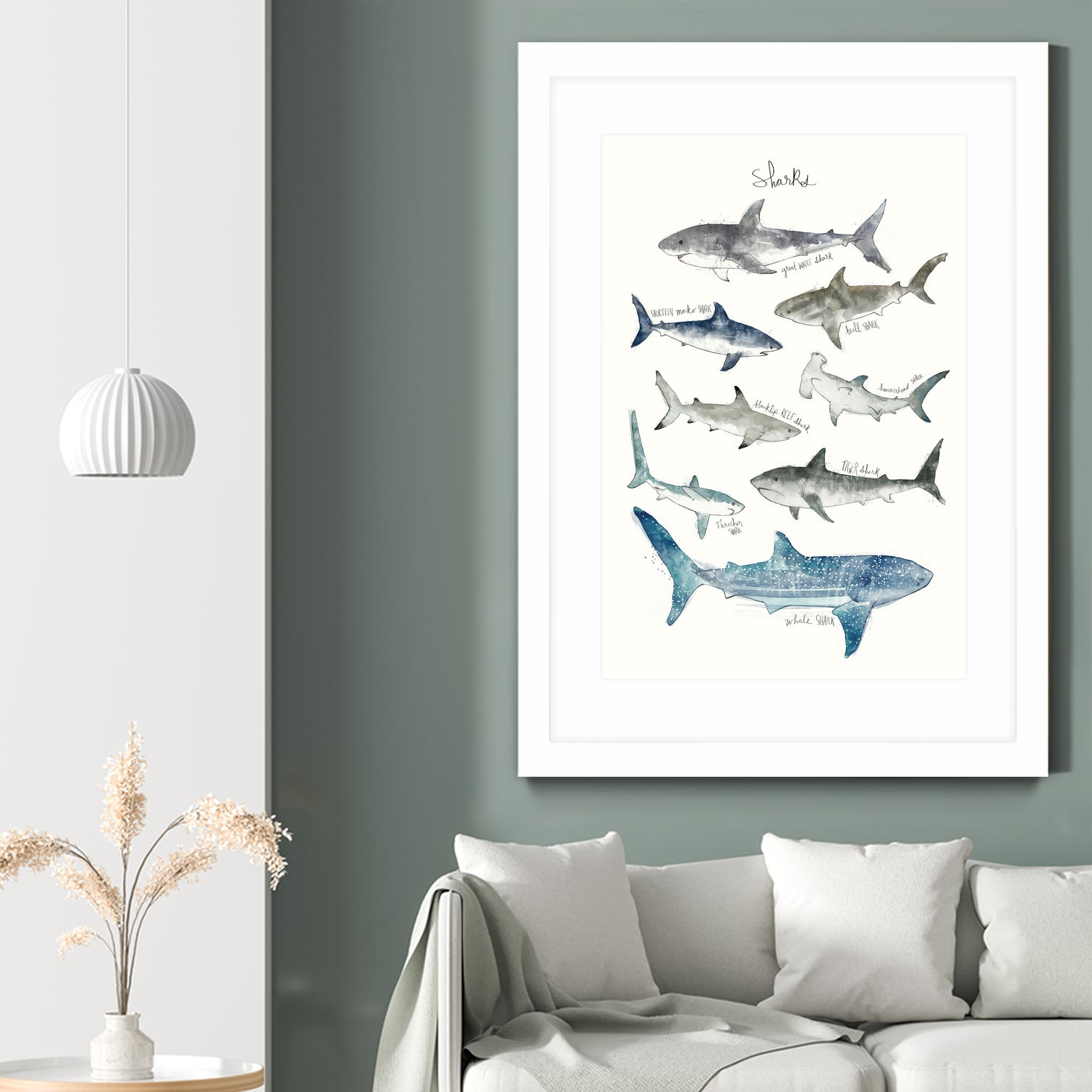 Sharks by Amy Hamilton on GIANT ART - blue mixed media