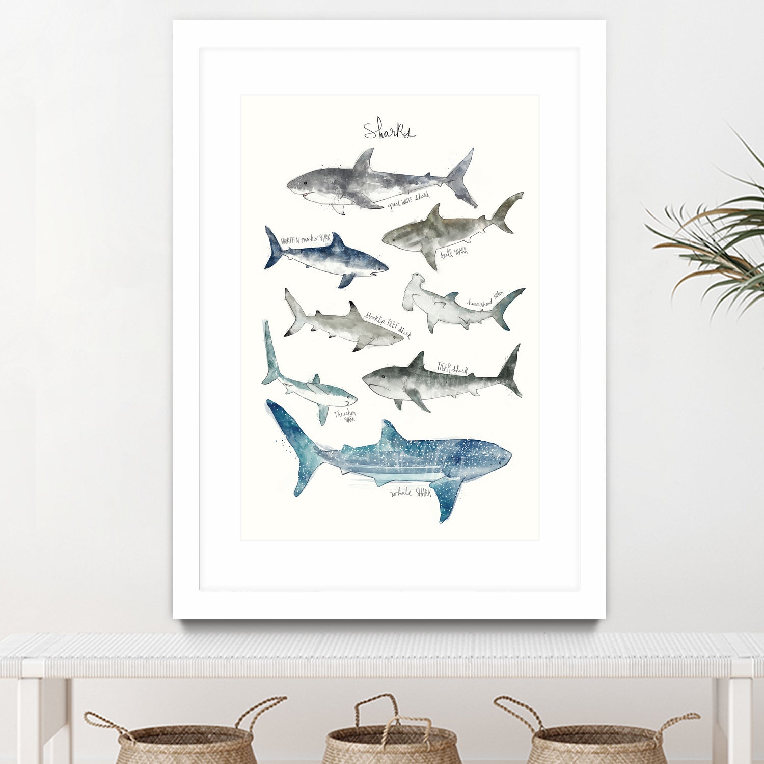 Sharks by Amy Hamilton on GIANT ART - blue mixed media